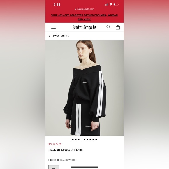 Palm Angels Logo Print Off-shoulder Sweatshirt Size Small Track Off Shoulder - Picture 4 of 16